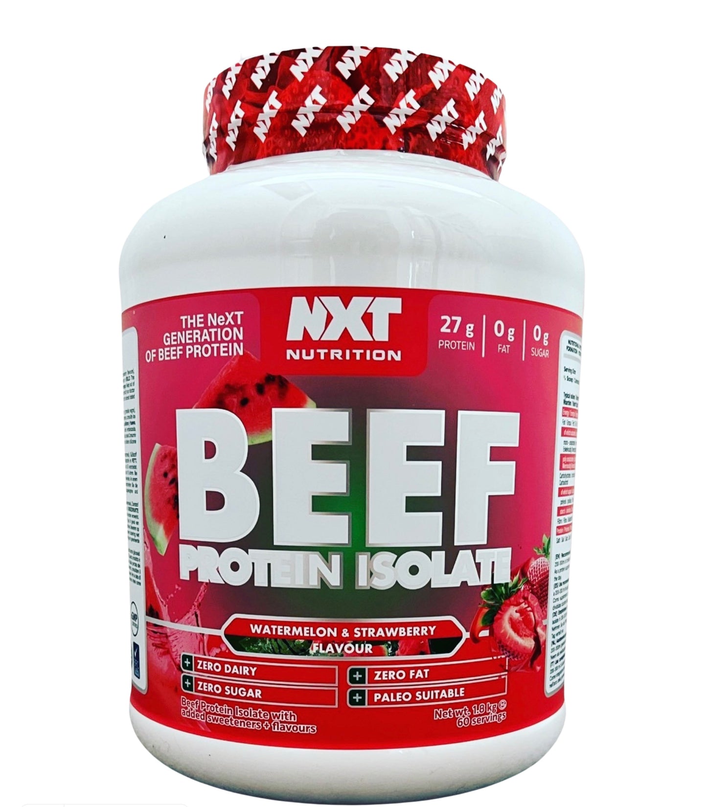 NXT Nutrition Beef Protein Isolate Powder 1.8kg Watermelon and Strawberry