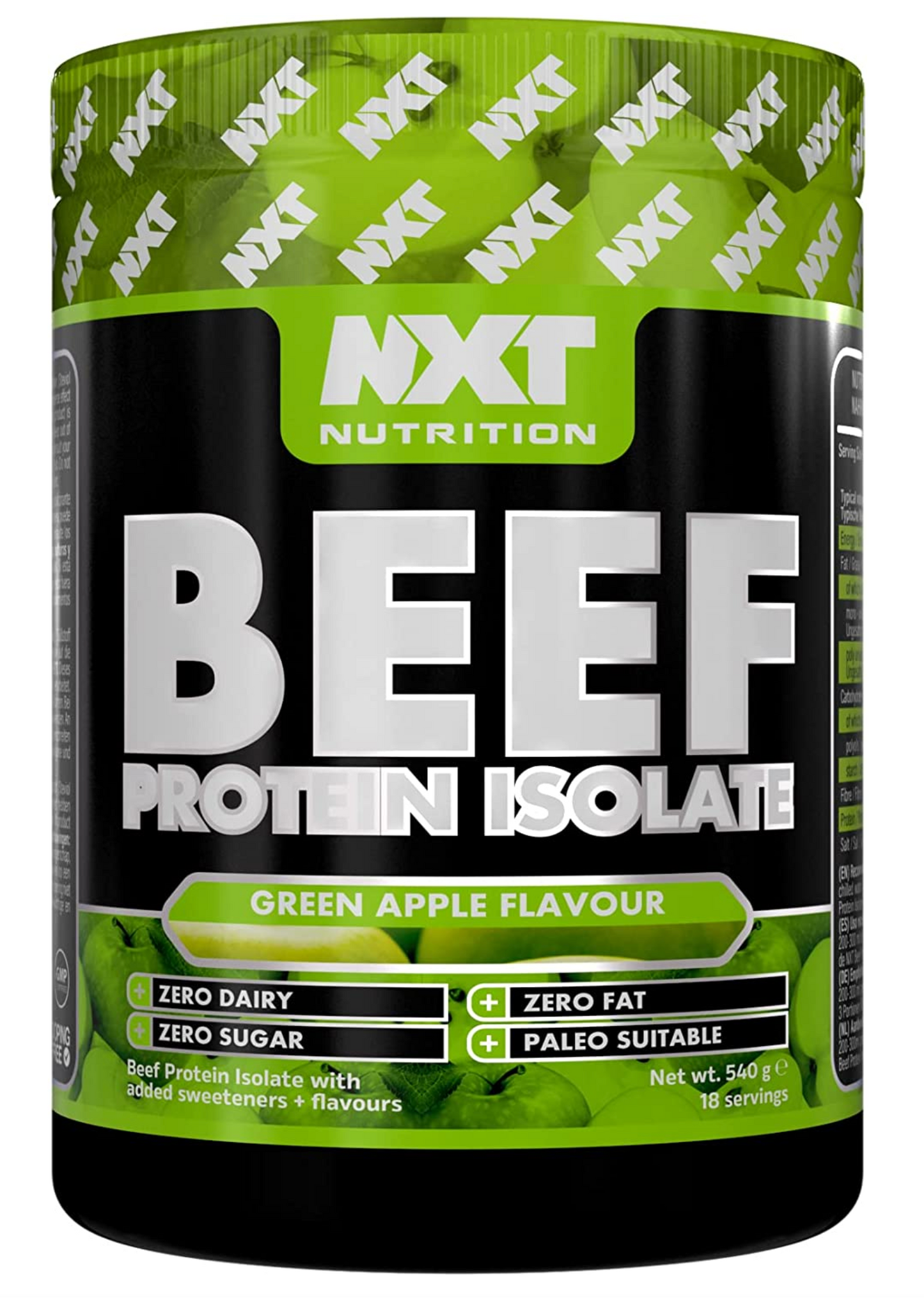 NXT Nutrition Beef Protein Isolate Powder 540g Apple