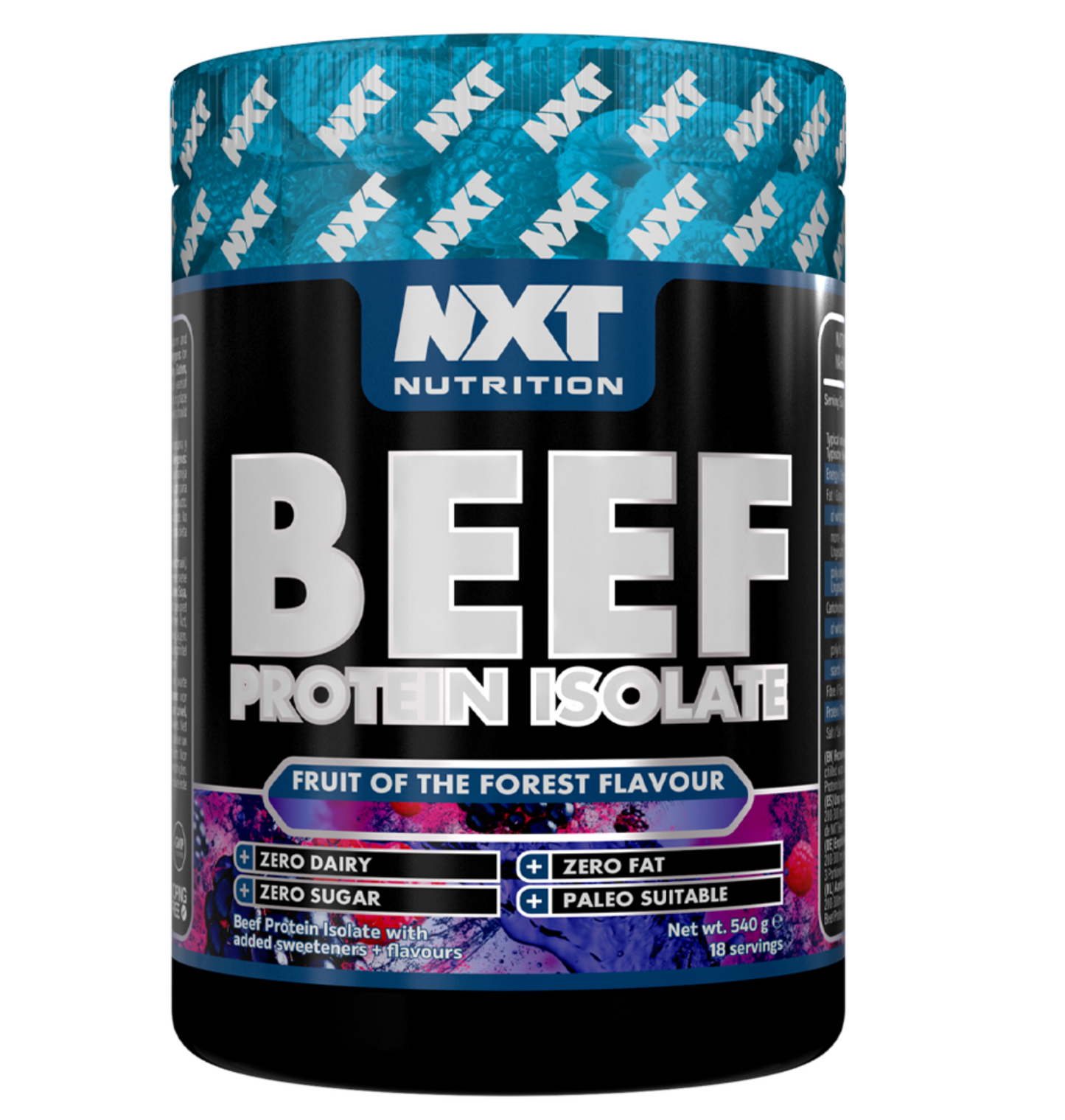 NXT Nutrition Beef Protein Isolate Powder 540g Fruits of the Forest