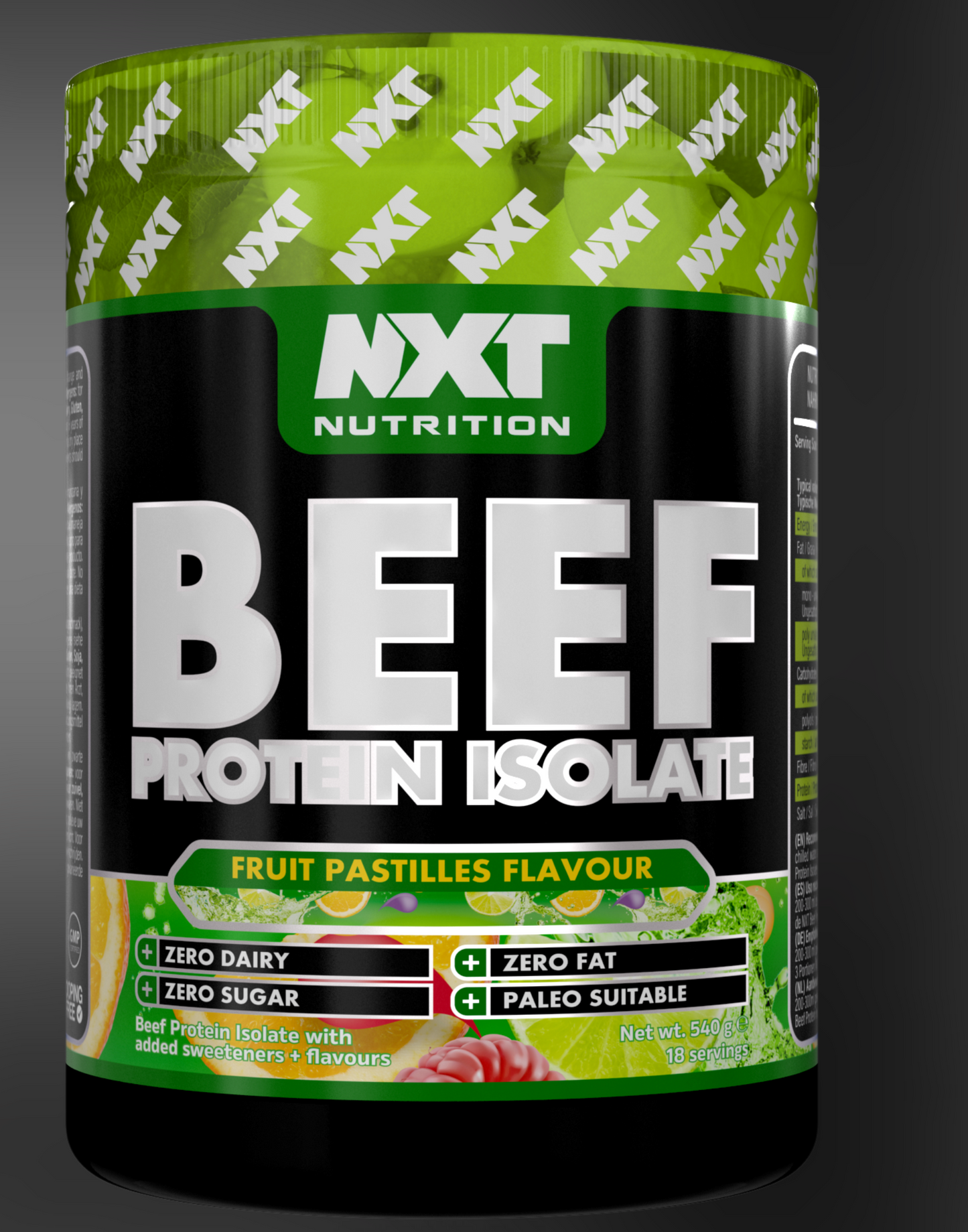 NXT Nutrition Beef Protein Isolate Powder 540g Fruit Pastilles