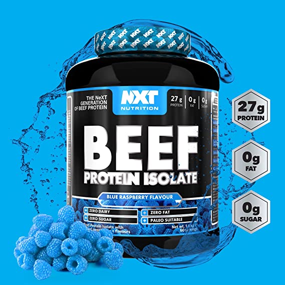 NXT Nutrition Beef Protein Isolate Powder 1.8kg Blue Raspberry