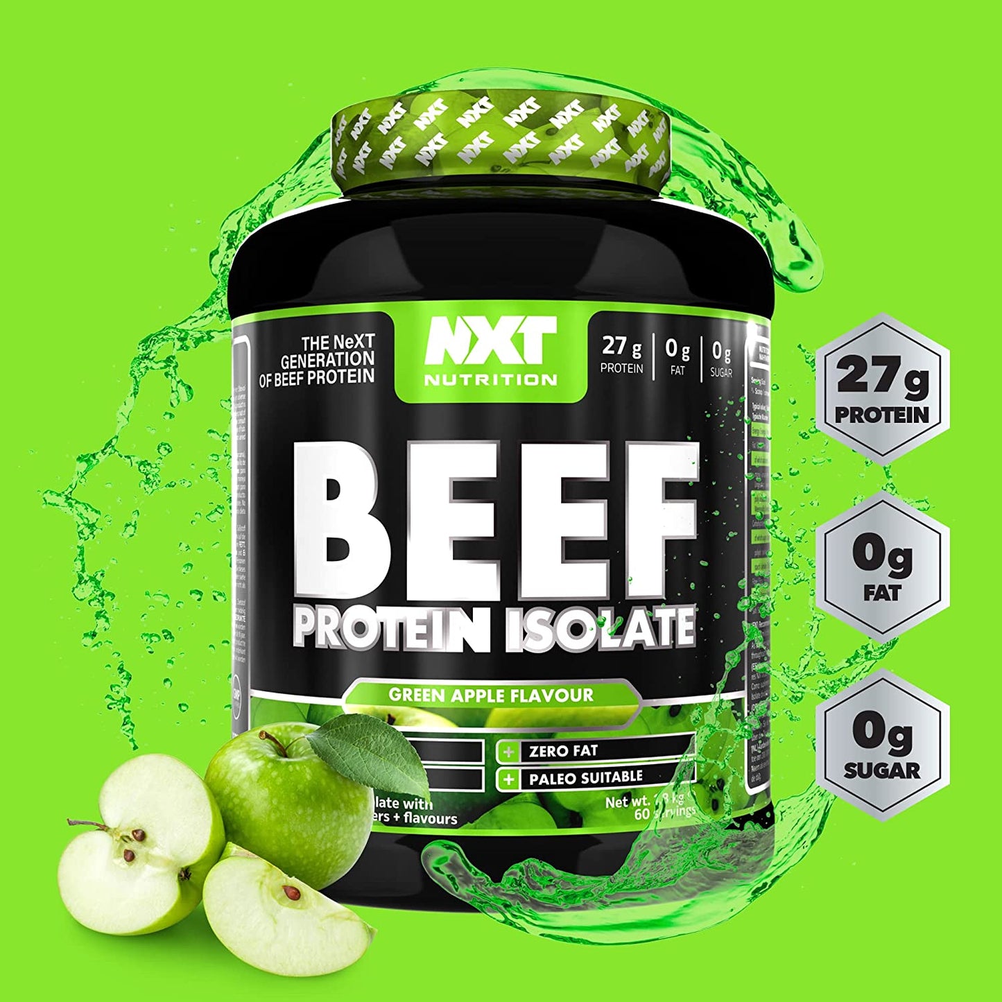 NXT Nutrition Beef Protein Isolate Powder 1.8kg Apple