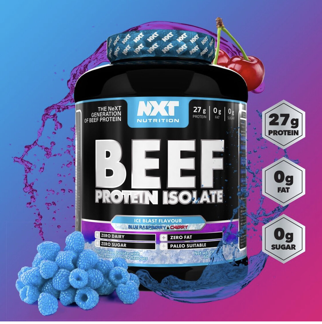 NXT Nutrition Beef Protein Isolate Powder 1.8kg Ice Blast