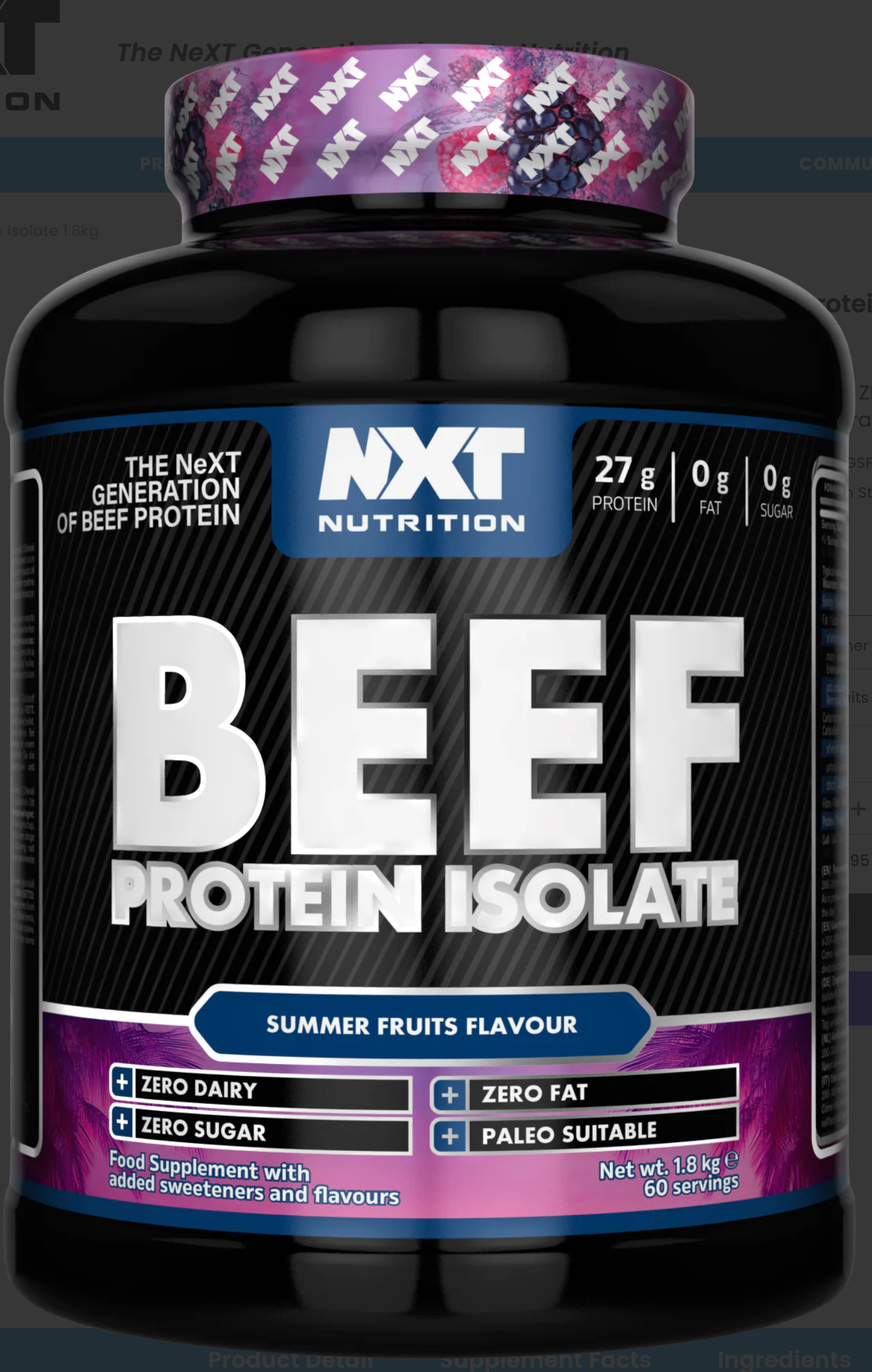 Beef Protein Isolate 540g - NXT Nutrition (Summer Fruits)