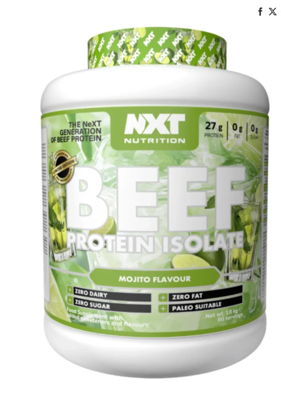 Beef Protein Isolate 1.8kg - NXT Nutrition (Mojito)