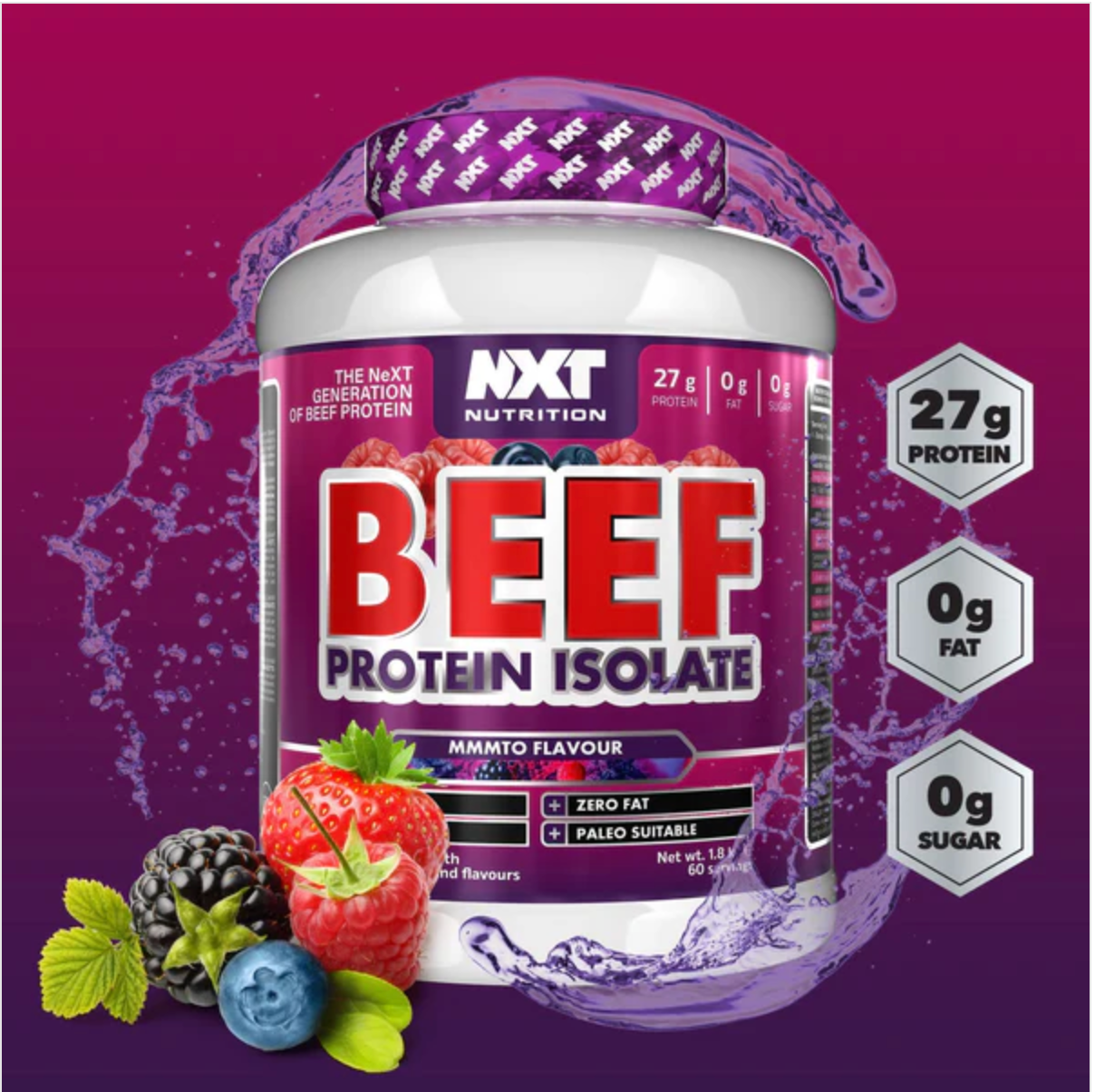 NXT Nutrition Beef Protein Isolate Powder 1.8kg MMMTO Flavour